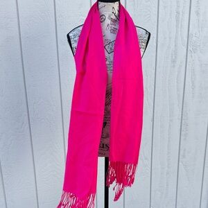 Vibrant Pink Scarf with Fringe